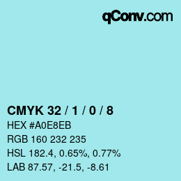 Farbcode: CMYK 32 / 1 / 0 / 8 | qconv.com