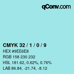 Color code: CMYK 32 / 1 / 0 / 9 | qconv.com