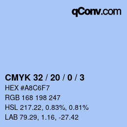 Color code: CMYK 32 / 20 / 0 / 3 | qconv.com