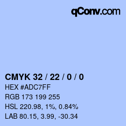 Color code: CMYK 32 / 22 / 0 / 0 | qconv.com
