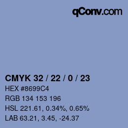 Color code: CMYK 32 / 22 / 0 / 23 | qconv.com
