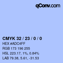 Color code: CMYK 32 / 23 / 0 / 0 | qconv.com