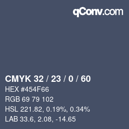 カラーコード: CMYK 32 / 23 / 0 / 60 | qconv.com