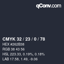 颜色代码: CMYK 32 / 23 / 0 / 78 | qconv.com