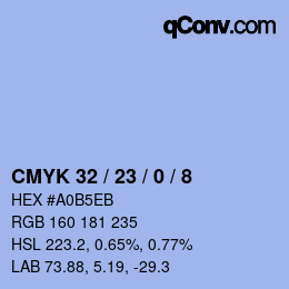 Color code: CMYK 32 / 23 / 0 / 8 | qconv.com