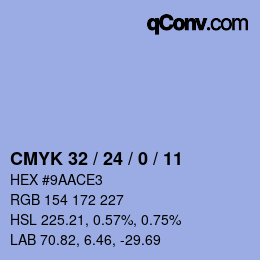 颜色代码: CMYK 32 / 24 / 0 / 11 | qconv.com