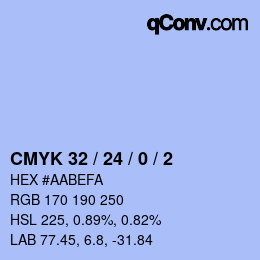 カラーコード: CMYK 32 / 24 / 0 / 2 | qconv.com
