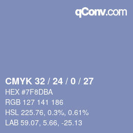 颜色代码: CMYK 32 / 24 / 0 / 27 | qconv.com