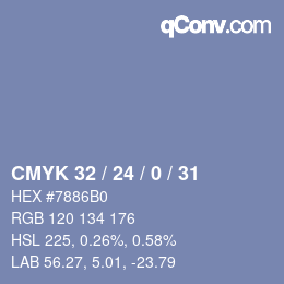 颜色代码: CMYK 32 / 24 / 0 / 31 | qconv.com