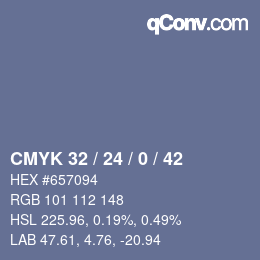 颜色代码: CMYK 32 / 24 / 0 / 42 | qconv.com