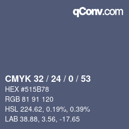 颜色代码: CMYK 32 / 24 / 0 / 53 | qconv.com