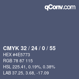 カラーコード: CMYK 32 / 24 / 0 / 55 | qconv.com