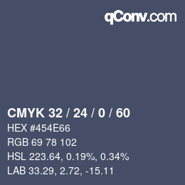 カラーコード: CMYK 32 / 24 / 0 / 60 | qconv.com