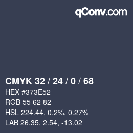 カラーコード: CMYK 32 / 24 / 0 / 68 | qconv.com
