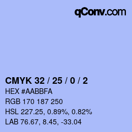 Farbcode: CMYK 32 / 25 / 0 / 2 | qconv.com