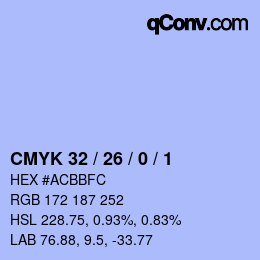 Color code: CMYK 32 / 26 / 0 / 1 | qconv.com