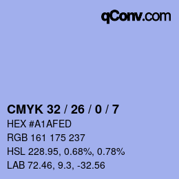 Color code: CMYK 32 / 26 / 0 / 7 | qconv.com