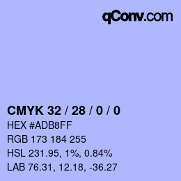 カラーコード: CMYK 32 / 28 / 0 / 0 | qconv.com