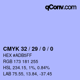 カラーコード: CMYK 32 / 29 / 0 / 0 | qconv.com