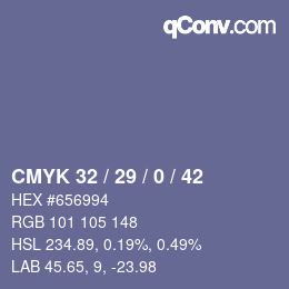 颜色代码: CMYK 32 / 29 / 0 / 42 | qconv.com