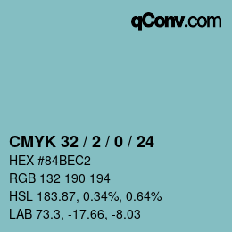 カラーコード: CMYK 32 / 2 / 0 / 24 | qconv.com