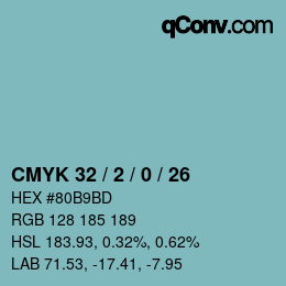 Color code: CMYK 32 / 2 / 0 / 26 | qconv.com