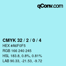 Color code: CMYK 32 / 2 / 0 / 4 | qconv.com