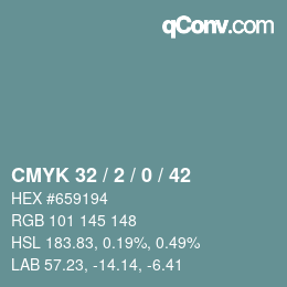 Farbcode: CMYK 32 / 2 / 0 / 42 | qconv.com