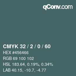 カラーコード: CMYK 32 / 2 / 0 / 60 | qconv.com