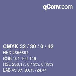 Código de color: CMYK 32 / 30 / 0 / 42 | qconv.com