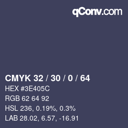 颜色代码: CMYK 32 / 30 / 0 / 64 | qconv.com