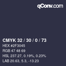 カラーコード: CMYK 32 / 30 / 0 / 73 | qconv.com