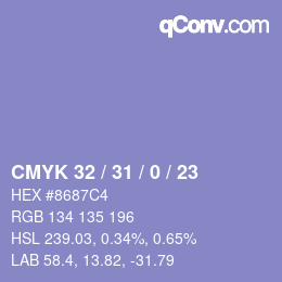 Color code: CMYK 32 / 31 / 0 / 23 | qconv.com