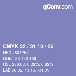 Color code: CMYK 32 / 31 / 0 / 26 | qconv.com