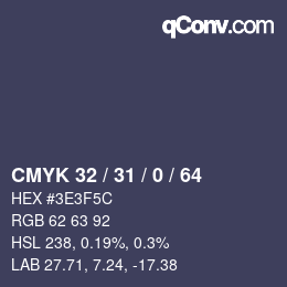 Color code: CMYK 32 / 31 / 0 / 64 | qconv.com