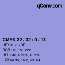 Color code: CMYK 32 / 32 / 0 / 13 | qconv.com