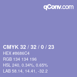 Color code: CMYK 32 / 32 / 0 / 23 | qconv.com