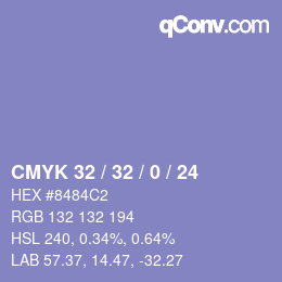 Color code: CMYK 32 / 32 / 0 / 24 | qconv.com