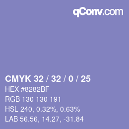 Color code: CMYK 32 / 32 / 0 / 25 | qconv.com