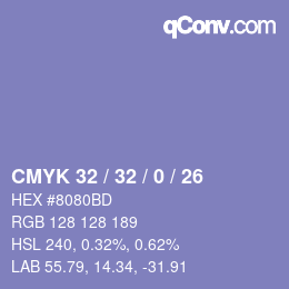 Color code: CMYK 32 / 32 / 0 / 26 | qconv.com