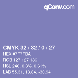 Color code: CMYK 32 / 32 / 0 / 27 | qconv.com