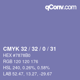 Color code: CMYK 32 / 32 / 0 / 31 | qconv.com