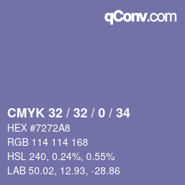 Color code: CMYK 32 / 32 / 0 / 34 | qconv.com