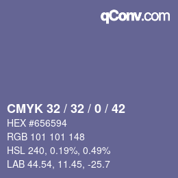 Farbcode: CMYK 32 / 32 / 0 / 42 | qconv.com