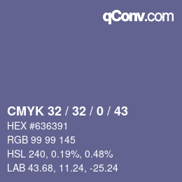 カラーコード: CMYK 32 / 32 / 0 / 43 | qconv.com