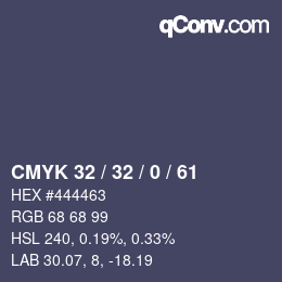 颜色代码: CMYK 32 / 32 / 0 / 61 | qconv.com