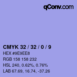 カラーコード: CMYK 32 / 32 / 0 / 9 | qconv.com