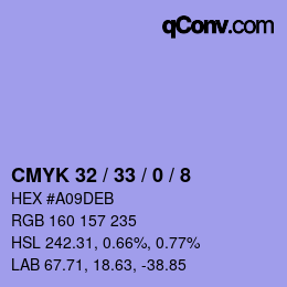 カラーコード: CMYK 32 / 33 / 0 / 8 | qconv.com