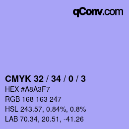 カラーコード: CMYK 32 / 34 / 0 / 3 | qconv.com