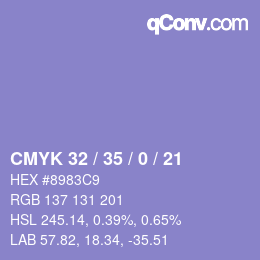 カラーコード: CMYK 32 / 35 / 0 / 21 | qconv.com